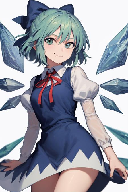 00109-496127017-(masterpiece, best quality_1.2), solo, 1girl, cirno, smile, looking at viewer, puffy sleeves, crystal wings.jpg